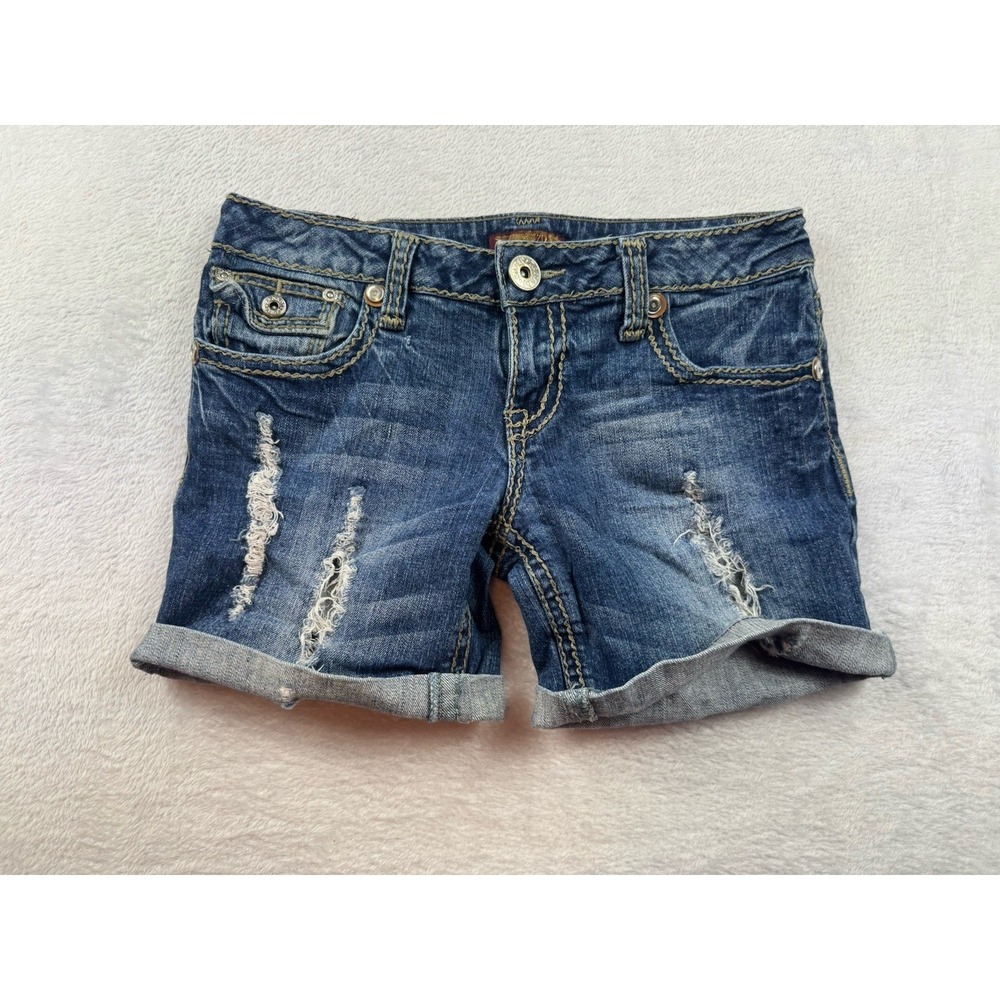 ZD Zanadi Jean Shorts Womens 7 Blue Denim Dark Wash Pockets 5" Inseam Y2K‎